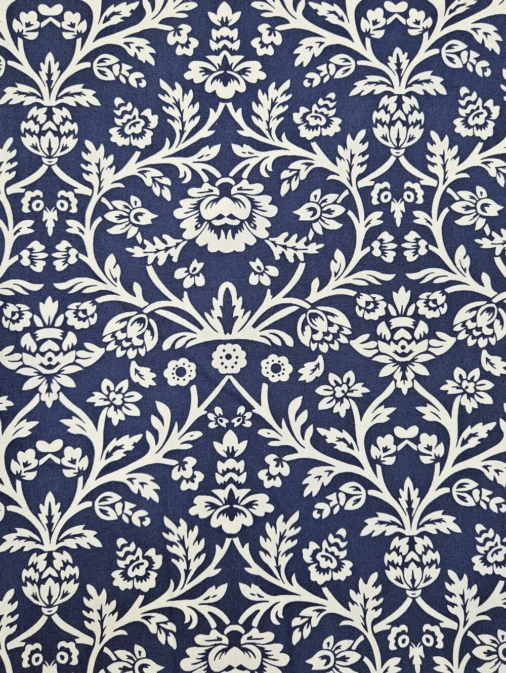 IKEA Alvine Tapet Blue White Floral Stripe Rev Curtain Panel Thick Cotton NWOT
